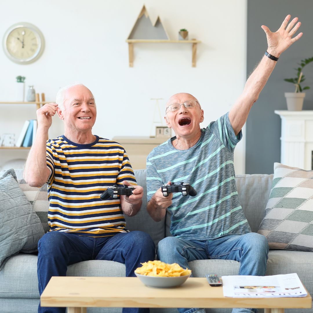 seniors playing video games