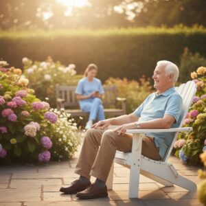 A senior man enjoying the outdoors while receiving professional respite care.